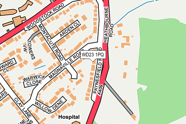 WD23 1PQ map - OS OpenMap – Local (Ordnance Survey)
