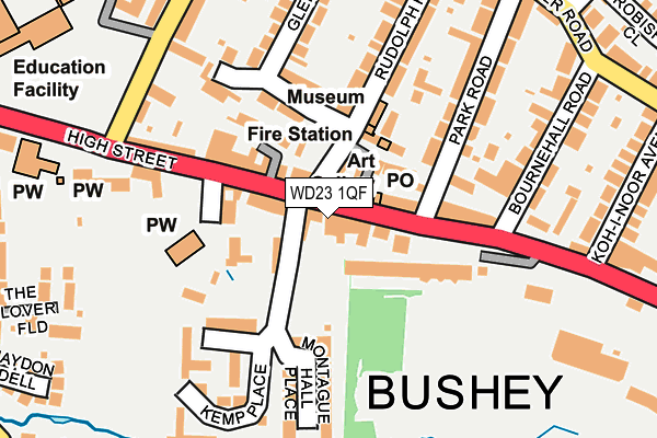WD23 1QF map - OS OpenMap – Local (Ordnance Survey) WD23 1QF map - OS OpenMap – Local (Ordnance Survey)