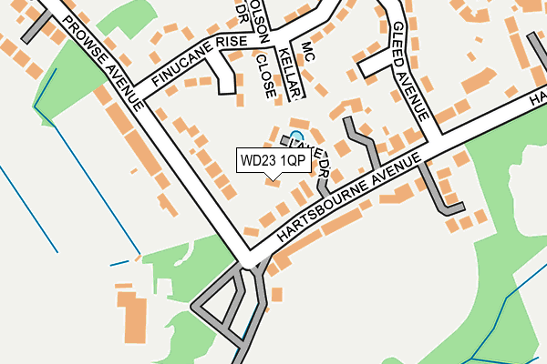 WD23 1QP map - OS OpenMap – Local (Ordnance Survey) WD23 1QP map - OS OpenMap – Local (Ordnance Survey)