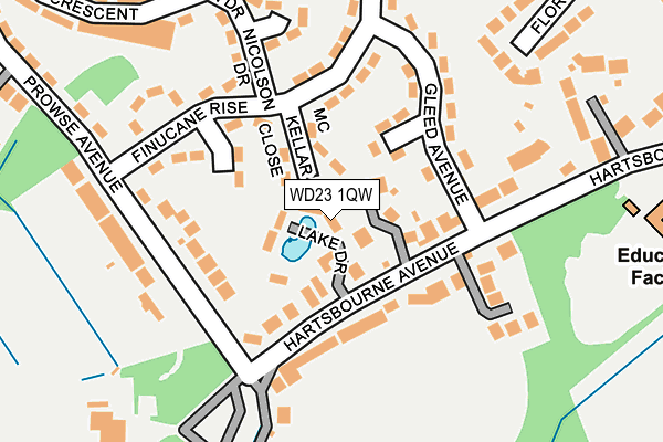 WD23 1QW map - OS OpenMap – Local (Ordnance Survey) WD23 1QW map - OS OpenMap – Local (Ordnance Survey)