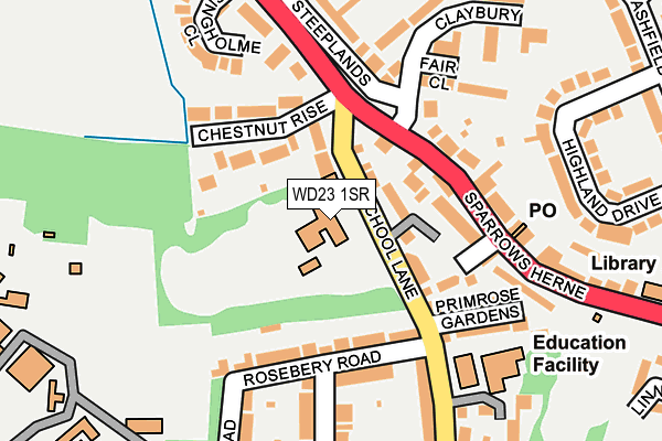 WD23 1SR map - OS OpenMap – Local (Ordnance Survey) WD23 1SR map - OS OpenMap – Local (Ordnance Survey)