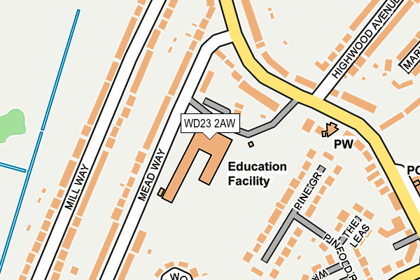 WD23 2AW map - OS OpenMap – Local (Ordnance Survey) WD23 2AW map - OS OpenMap – Local (Ordnance Survey)