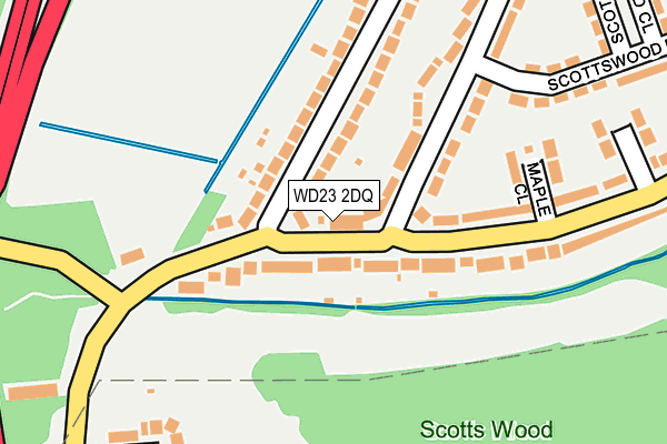 WD23 2DQ map - OS OpenMap – Local (Ordnance Survey) WD23 2DQ map - OS OpenMap – Local (Ordnance Survey)