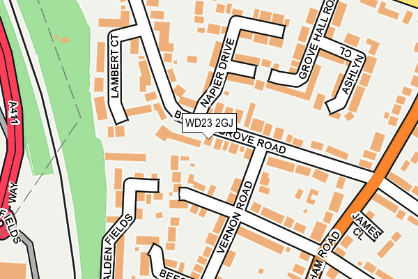 WD23 2GJ map - OS OpenMap – Local (Ordnance Survey) WD23 2GJ map - OS OpenMap – Local (Ordnance Survey)
