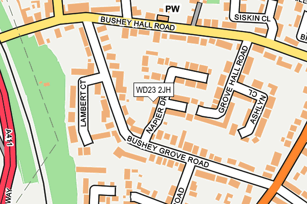 WD23 2JH map - OS OpenMap – Local (Ordnance Survey) WD23 2JH map - OS OpenMap – Local (Ordnance Survey)