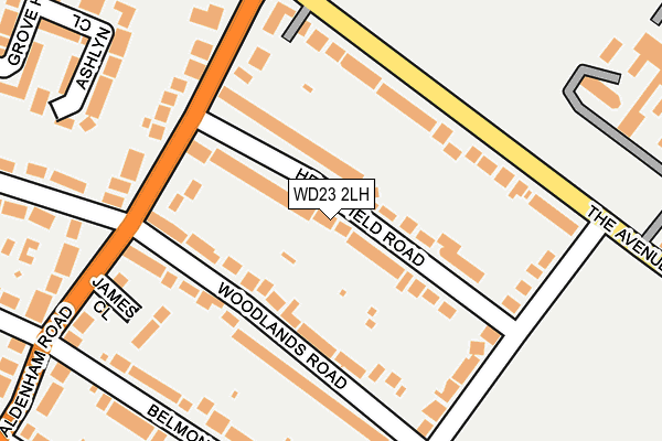 WD23 2LH map - OS OpenMap – Local (Ordnance Survey) WD23 2LH map - OS OpenMap – Local (Ordnance Survey)