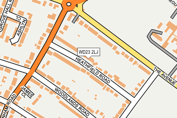 WD23 2LJ map - OS OpenMap – Local (Ordnance Survey) WD23 2LJ map - OS OpenMap – Local (Ordnance Survey)