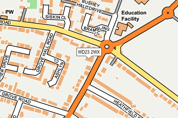 WD23 2WX map - OS OpenMap – Local (Ordnance Survey) WD23 2WX map - OS OpenMap – Local (Ordnance Survey)