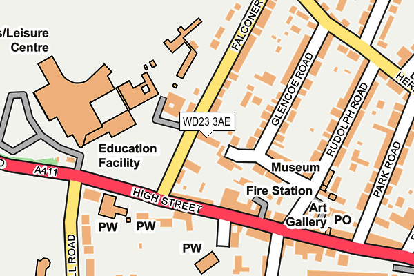 WD23 3AE map - OS OpenMap – Local (Ordnance Survey) WD23 3AE map - OS OpenMap – Local (Ordnance Survey)