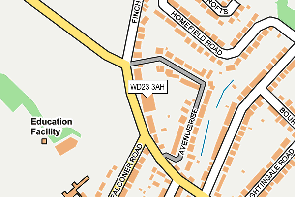 WD23 3AH map - OS OpenMap – Local (Ordnance Survey) WD23 3AH map - OS OpenMap – Local (Ordnance Survey)