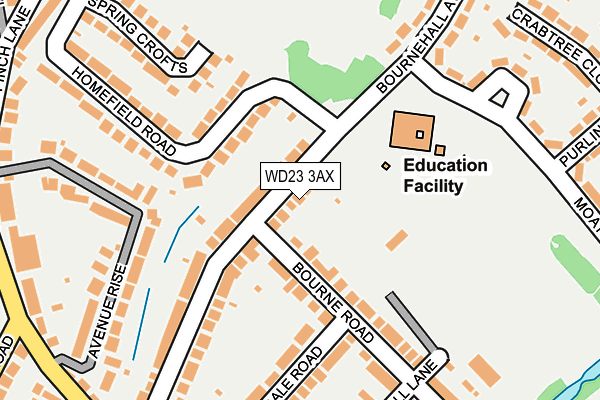 WD23 3AX map - OS OpenMap – Local (Ordnance Survey) WD23 3AX map - OS OpenMap – Local (Ordnance Survey)