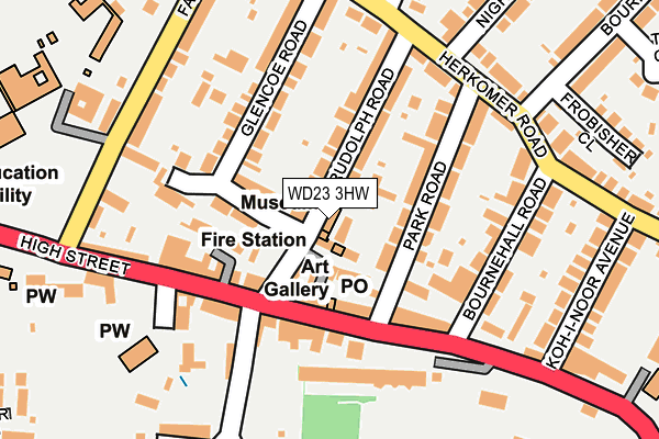 WD23 3HW map - OS OpenMap – Local (Ordnance Survey) WD23 3HW map - OS OpenMap – Local (Ordnance Survey)