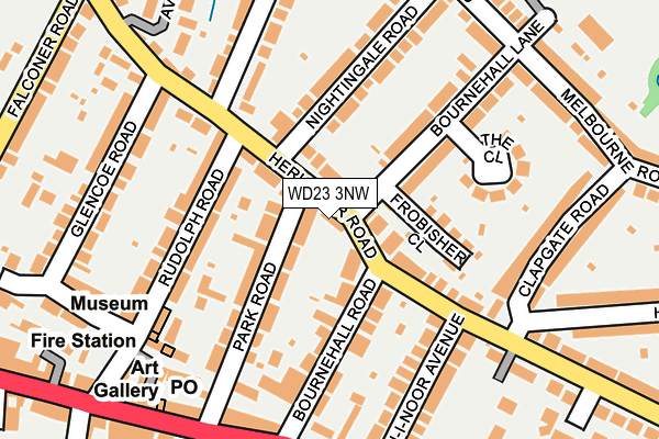 WD23 3NW map - OS OpenMap – Local (Ordnance Survey) WD23 3NW map - OS OpenMap – Local (Ordnance Survey)