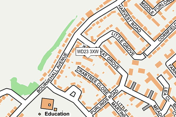 WD23 3XW map - OS OpenMap – Local (Ordnance Survey) WD23 3XW map - OS OpenMap – Local (Ordnance Survey)