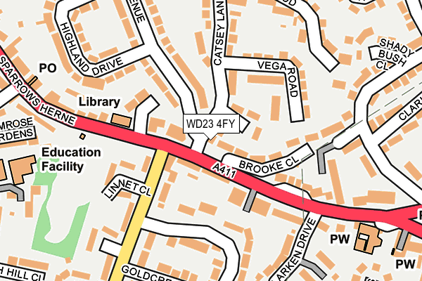 WD23 4FY map - OS OpenMap – Local (Ordnance Survey) WD23 4FY map - OS OpenMap – Local (Ordnance Survey)