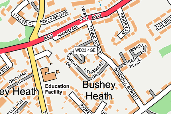 WD23 4GE map - OS OpenMap – Local (Ordnance Survey) WD23 4GE map - OS OpenMap – Local (Ordnance Survey)