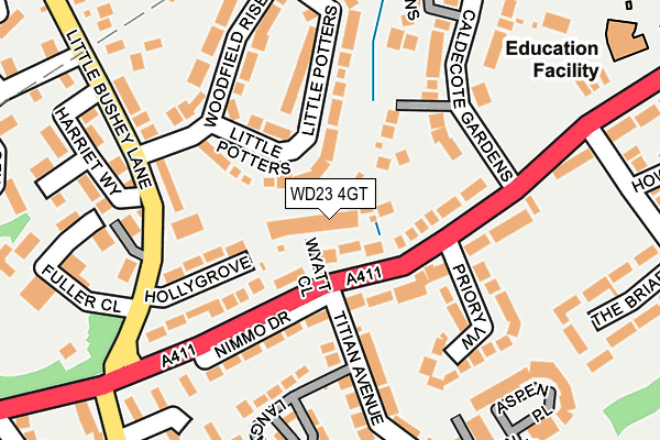 WD23 4GT map - OS OpenMap – Local (Ordnance Survey) WD23 4GT map - OS OpenMap – Local (Ordnance Survey)