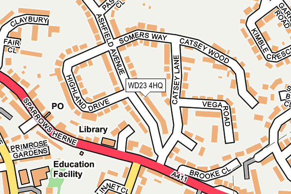 WD23 4HQ map - OS OpenMap – Local (Ordnance Survey) WD23 4HQ map - OS OpenMap – Local (Ordnance Survey)