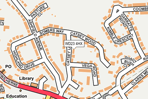 WD23 4HX map - OS OpenMap – Local (Ordnance Survey) WD23 4HX map - OS OpenMap – Local (Ordnance Survey)