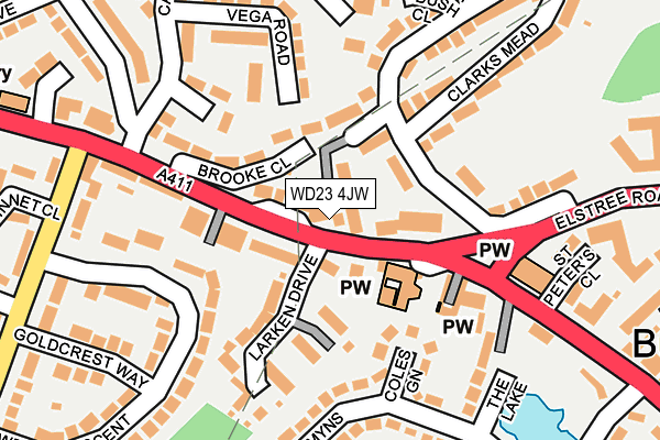 WD23 4JW map - OS OpenMap – Local (Ordnance Survey) WD23 4JW map - OS OpenMap – Local (Ordnance Survey)