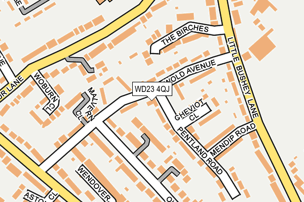WD23 4QJ map - OS OpenMap – Local (Ordnance Survey) WD23 4QJ map - OS OpenMap – Local (Ordnance Survey)