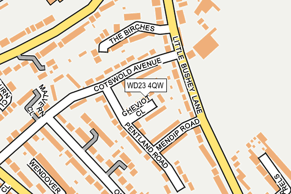 WD23 4QW map - OS OpenMap – Local (Ordnance Survey) WD23 4QW map - OS OpenMap – Local (Ordnance Survey)