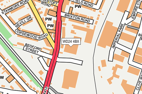 WD24 4BX map - OS OpenMap – Local (Ordnance Survey) WD24 4BX map - OS OpenMap – Local (Ordnance Survey)
