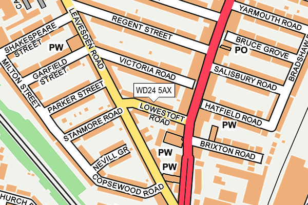 WD24 5AX map - OS OpenMap – Local (Ordnance Survey) WD24 5AX map - OS OpenMap – Local (Ordnance Survey)