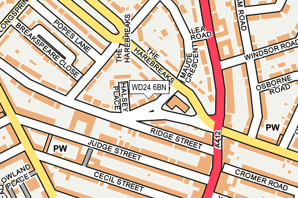 WD24 6BN map - OS OpenMap – Local (Ordnance Survey) WD24 6BN map - OS OpenMap – Local (Ordnance Survey)