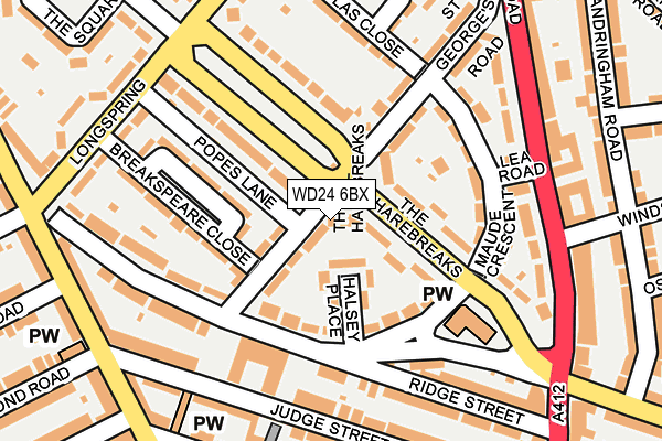 WD24 6BX map - OS OpenMap – Local (Ordnance Survey) WD24 6BX map - OS OpenMap – Local (Ordnance Survey)