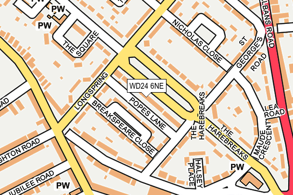 WD24 6NE map - OS OpenMap – Local (Ordnance Survey) WD24 6NE map - OS OpenMap – Local (Ordnance Survey)