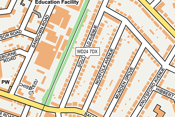 WD24 7DX map - OS OpenMap – Local (Ordnance Survey)