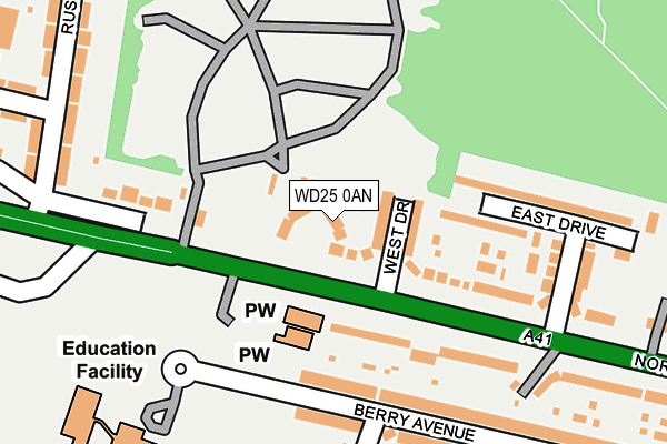 WD25 0AN map - OS OpenMap – Local (Ordnance Survey) WD25 0AN map - OS OpenMap – Local (Ordnance Survey)