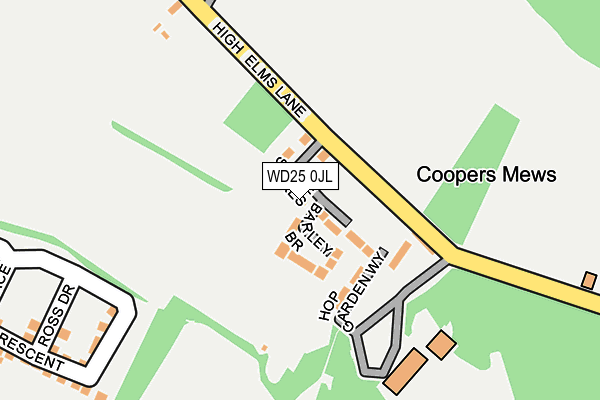 WD25 0JL map - OS OpenMap – Local (Ordnance Survey) WD25 0JL map - OS OpenMap – Local (Ordnance Survey)