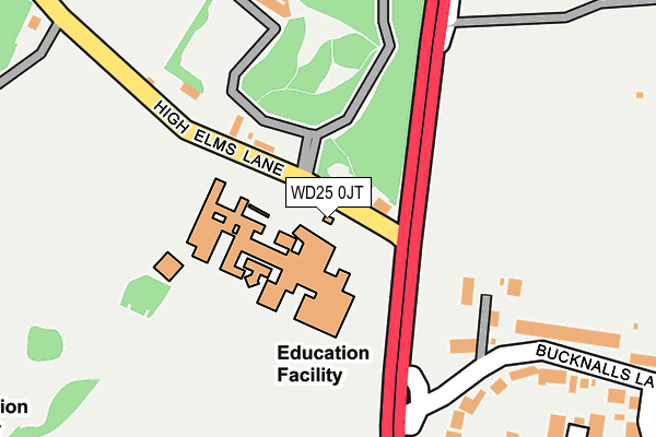 WD25 0JT map - OS OpenMap – Local (Ordnance Survey)