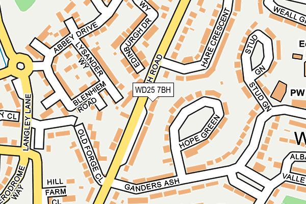 WD25 7BH map - OS OpenMap – Local (Ordnance Survey) WD25 7BH map - OS OpenMap – Local (Ordnance Survey)