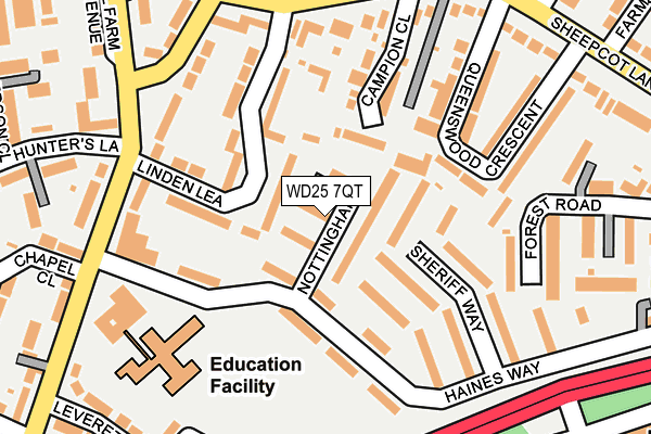 WD25 7QT map - OS OpenMap – Local (Ordnance Survey) WD25 7QT map - OS OpenMap – Local (Ordnance Survey)