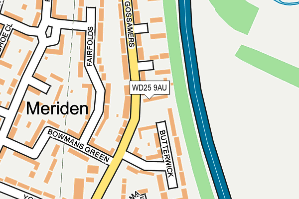 WD25 9AU map - OS OpenMap – Local (Ordnance Survey)