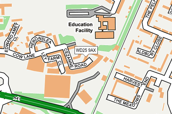 WD25 9AX map - OS OpenMap – Local (Ordnance Survey) WD25 9AX map - OS OpenMap – Local (Ordnance Survey)