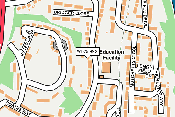 WD25 9NX map - OS OpenMap – Local (Ordnance Survey) WD25 9NX map - OS OpenMap – Local (Ordnance Survey)