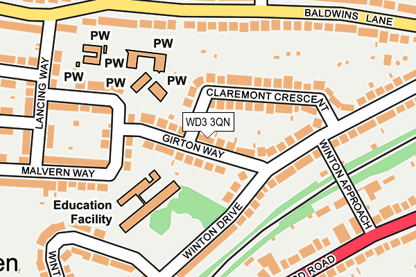 WD3 3QN map - OS OpenMap – Local (Ordnance Survey) WD3 3QN map - OS OpenMap – Local (Ordnance Survey)