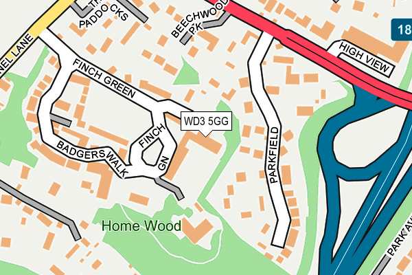 WD3 5GG map - OS OpenMap – Local (Ordnance Survey)