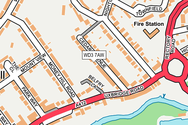 WD3 7AW map - OS OpenMap – Local (Ordnance Survey) WD3 7AW map - OS OpenMap – Local (Ordnance Survey)