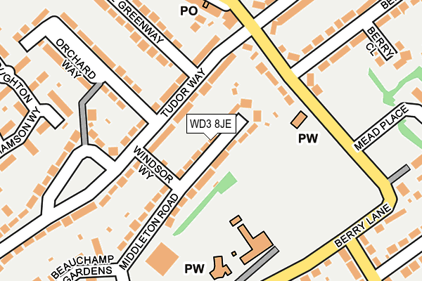 WD3 8JE map - OS OpenMap – Local (Ordnance Survey) WD3 8JE map - OS OpenMap – Local (Ordnance Survey)