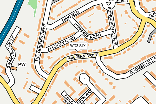 WD3 8JX map - OS OpenMap – Local (Ordnance Survey) WD3 8JX map - OS OpenMap – Local (Ordnance Survey)