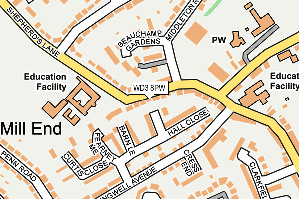 WD3 8PW map - OS OpenMap – Local (Ordnance Survey) WD3 8PW map - OS OpenMap – Local (Ordnance Survey)