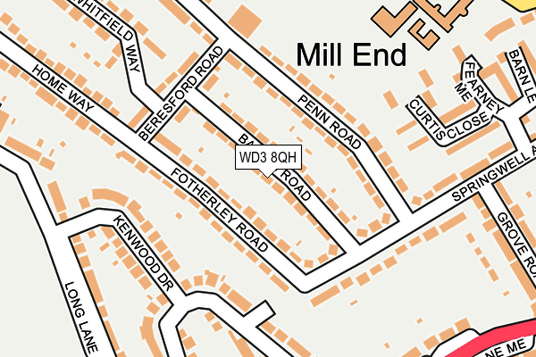 WD3 8QH map - OS OpenMap – Local (Ordnance Survey) WD3 8QH map - OS OpenMap – Local (Ordnance Survey)