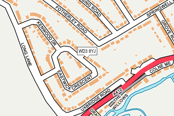 WD3 8YJ map - OS OpenMap – Local (Ordnance Survey) WD3 8YJ map - OS OpenMap – Local (Ordnance Survey)