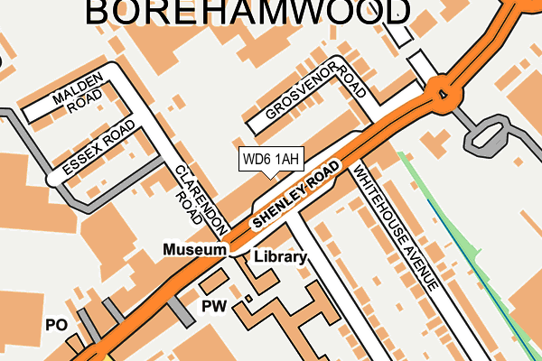 WD6 1AH map - OS OpenMap – Local (Ordnance Survey)