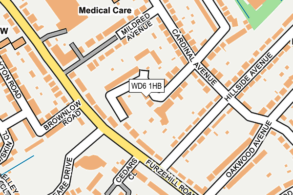 WD6 1HB map - OS OpenMap – Local (Ordnance Survey)